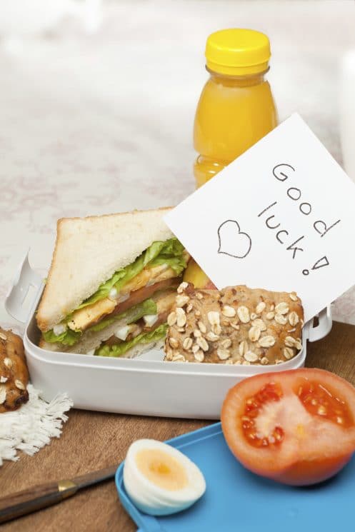 Good luck note in lunchbox