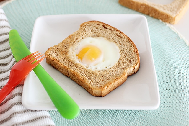 toad in a hole or egg in a basket breakfast