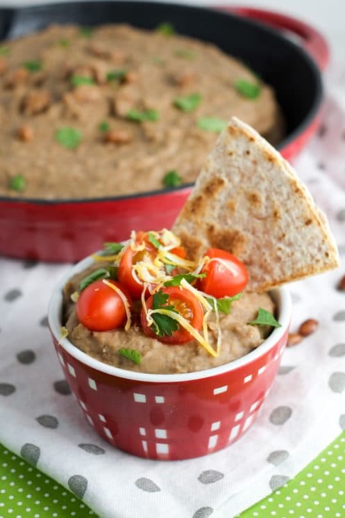 Serve refried beans with whole wheat quesadillas - yum!