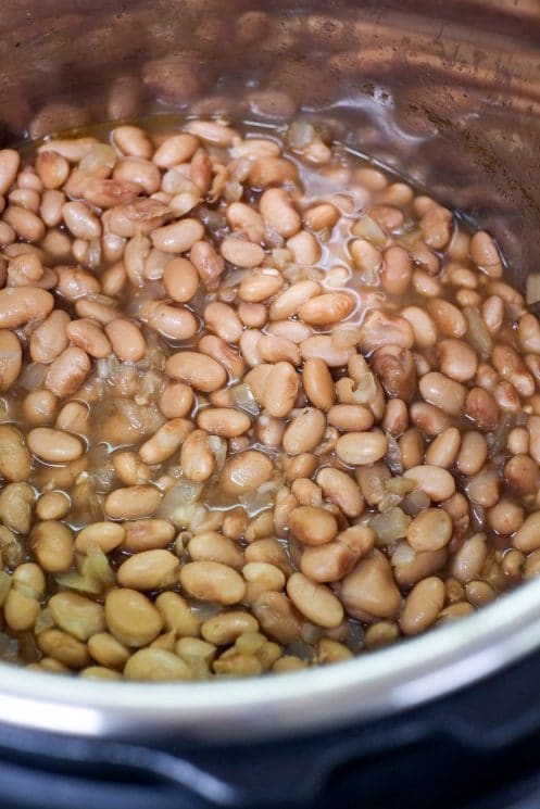 Perfectly cooked pinto beans in an Instant Pot.