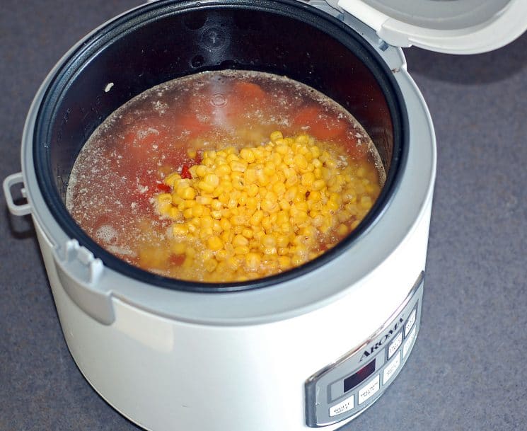 Taco Soup in the Rice Cooker. We love this way of cooking taco soup! Perfect bridge between crockpot and stove top, when you only have 45 minutes you can't be in the kitchen!