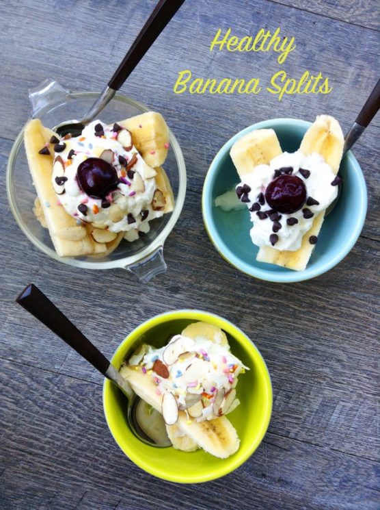 Healthy Banana Splits. Turn a traditionally-decadent dessert into a healthful snack with whole milk yogurt, fruit, seeds and dark chocolate chips!