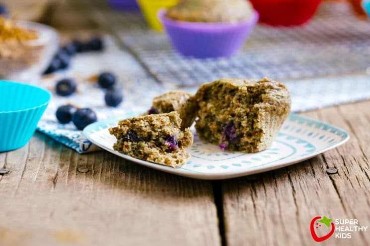 Blueberry Bran Muffins. Packed with nutrition and delicious flavor. www.superhealthykids.com