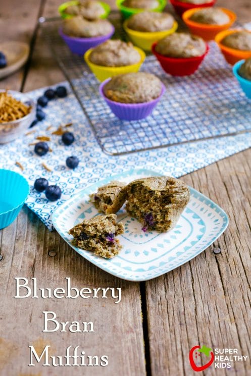 Blueberry Bran Muffins. Packed with nutrition and delicious flavor. www.superhealthykids.com