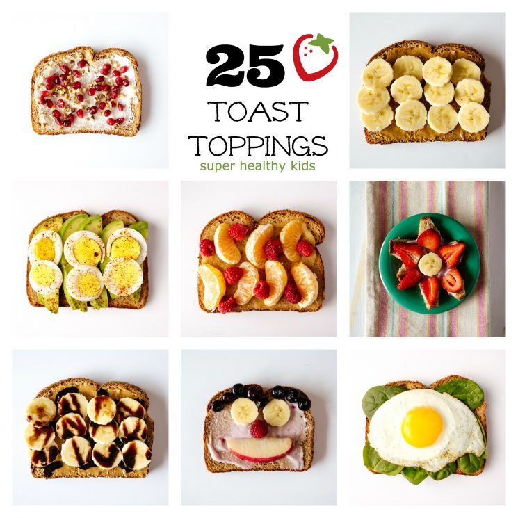 FOOD - Toast Toppings: 25 Ideas for a Healthy Breakfast. Great ways to start your day! https://www.superhealthykids.com/20-toast-toppings-for-a-healthy-breakfast/