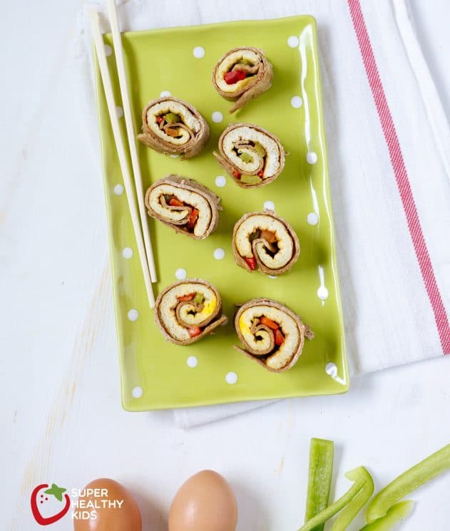 Breakfast Burrito Bites. With bell peppers, eggs, and whole wheat tortillas, these burrito bites are the perfect breakfast for your kids.