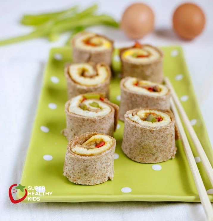 Breakfast Burrito Bites. With bell peppers, eggs, and whole wheat tortillas, these burrito bites are the perfect breakfast for your kids.