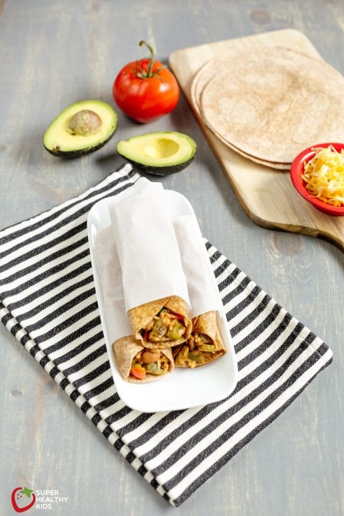 Veggie Burritos: Dinner-To-Go. Burrito recipe for a dinner idea when you are on the go!