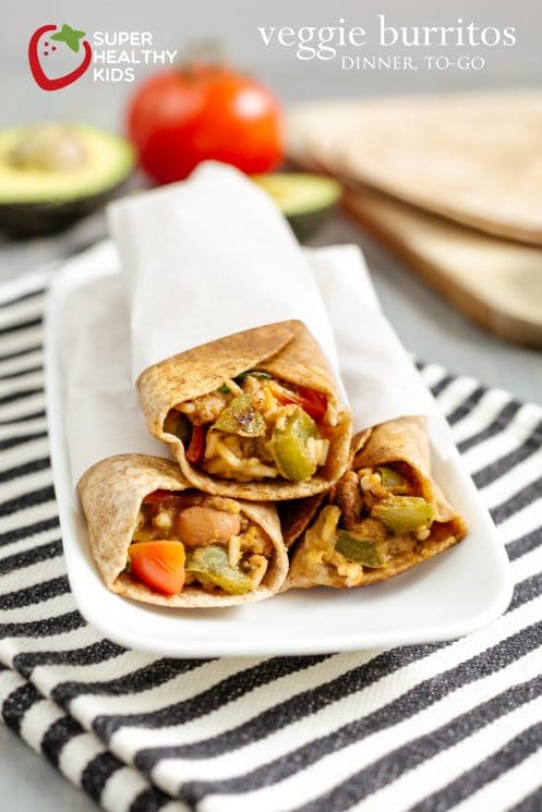 Veggie Burritos: Dinner-To-Go. Burrito recipe for a dinner idea when you are on the go!