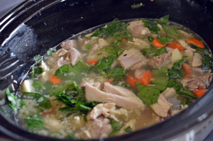 Crockpot Creamy Chicken Spinach Soup Recipe. Creamy Crockpot Soup! Simple and full of the vegetables your kids need at the end of the day.