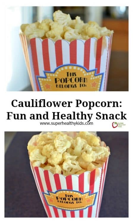 FOOD - Cauliflower Popcorn: Fun and Healthy Snack. Give us cauliflower and we'll give you popcorn! https://www.superhealthykids.com/cauliflower-popcorn-fun-and-healthy-snack/