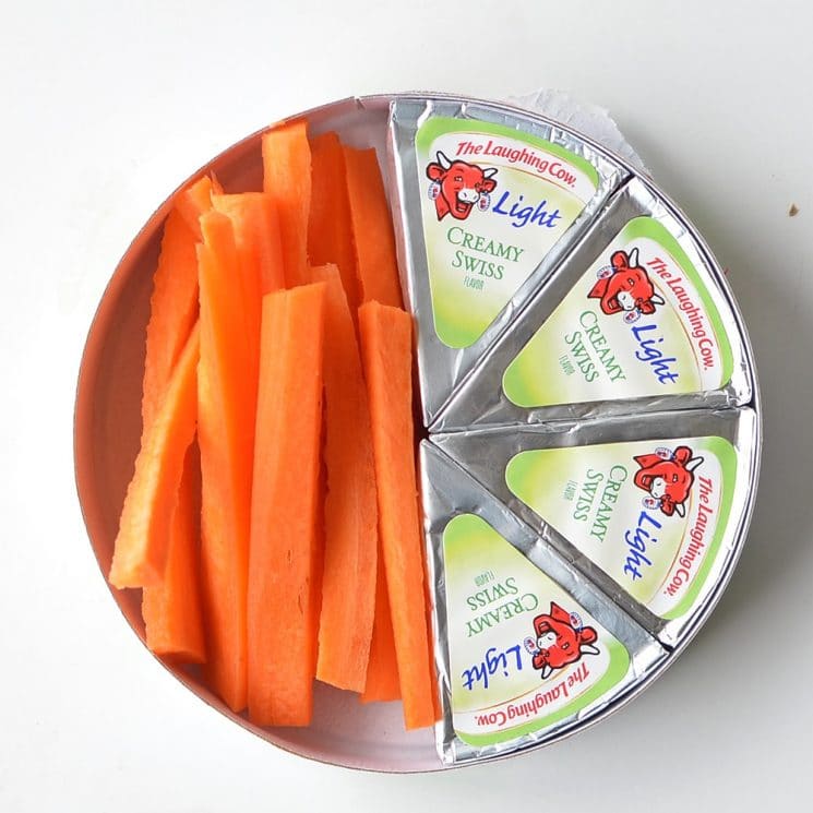 carrot sticks and laughing cow cheese