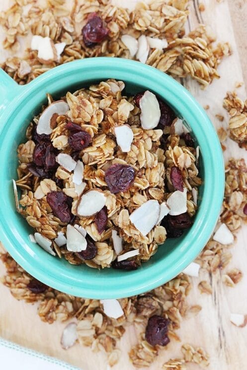 granola with cranberries and slice almonds