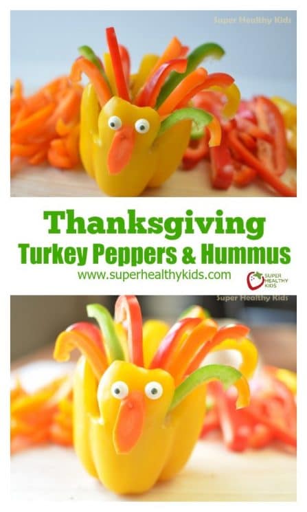 Thanksgiving Turkey Peppers and Hummus. It's never too early to start celebrating Thanksgiving! https://www.superhealthykids.com/thanksgiving-turkey-peppers-and-hummus/