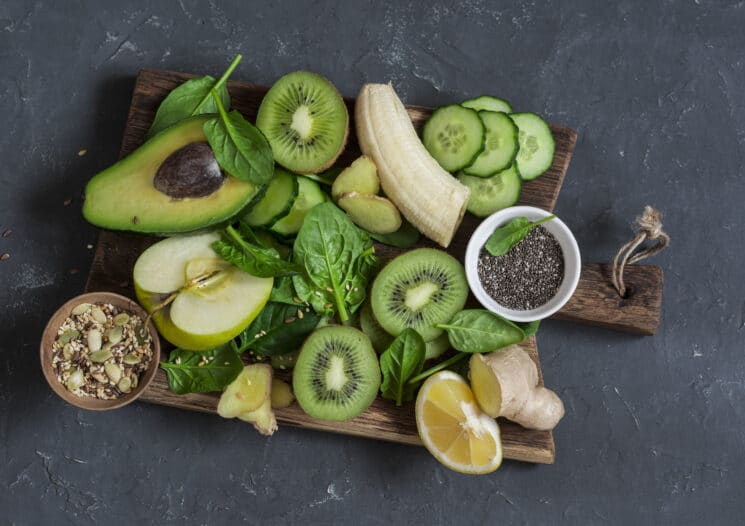 green smoothie ingredients, green fruits and veggies