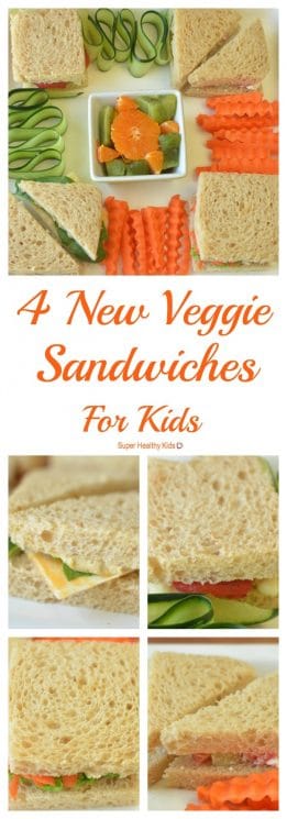 FOOD - Four New Veggie Sandwiches For Kids. Kick PB&J to the curb with these 4 veggie sandwiches! https://www.superhealthykids.com/four-new-veggie-sandwiches-for-kids/