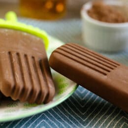 close up view of three peanut butter fudgesicles