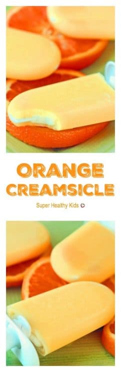 Orange Creamsicle - Orange coating with a creamy center! This popsicle is easier than it looks! www.superhealthykids.com/orange-creamsicles-and-zoku-pop-maker