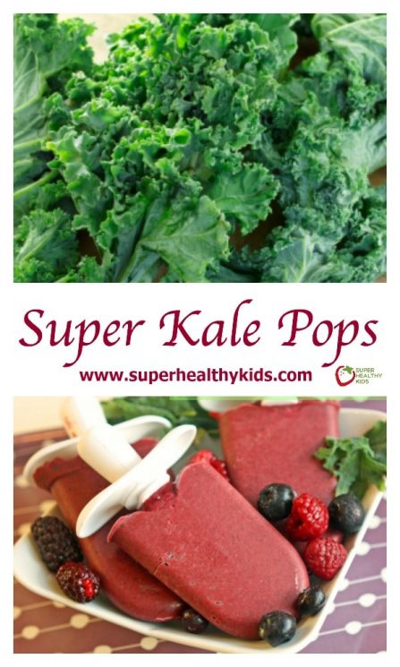 Super Kale Pops Recipe. Who knew you could add kale to popsicles, and the kids wouldn't complain one bit!