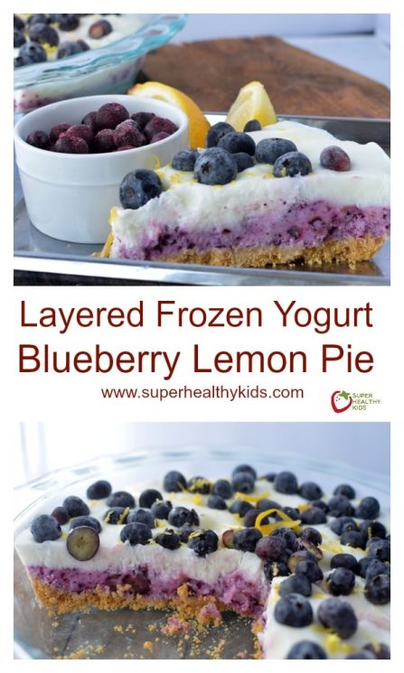 FOOD - Layered Frozen Yogurt Blueberry Lemon Pie. Healthy and Pie can be in the same sentence!! https://www.superhealthykids.com/layered-frozen-yogurt-blueberry-lemon-pie/