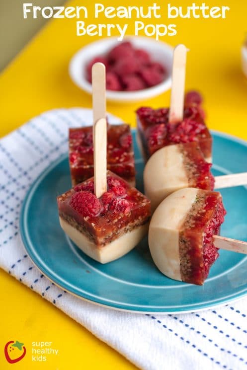 Frozen Peanut Butter Berry Pops. PB & J Popsicles! The tastiest way to enjoy a perfect combination!