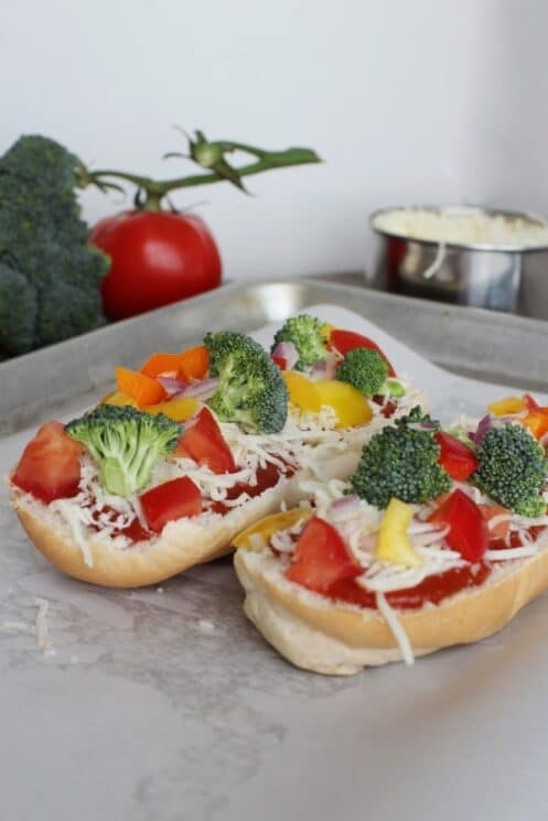 veggie pizza ready for the oven