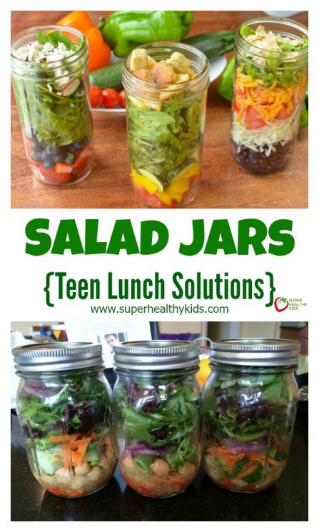 FOOD - Salad Jars. Be prepared! We love this simple way to have a healthy lunch ready to eat, any time! https://www.superhealthykids.com/salad-jars-teen-lunch-solutions/