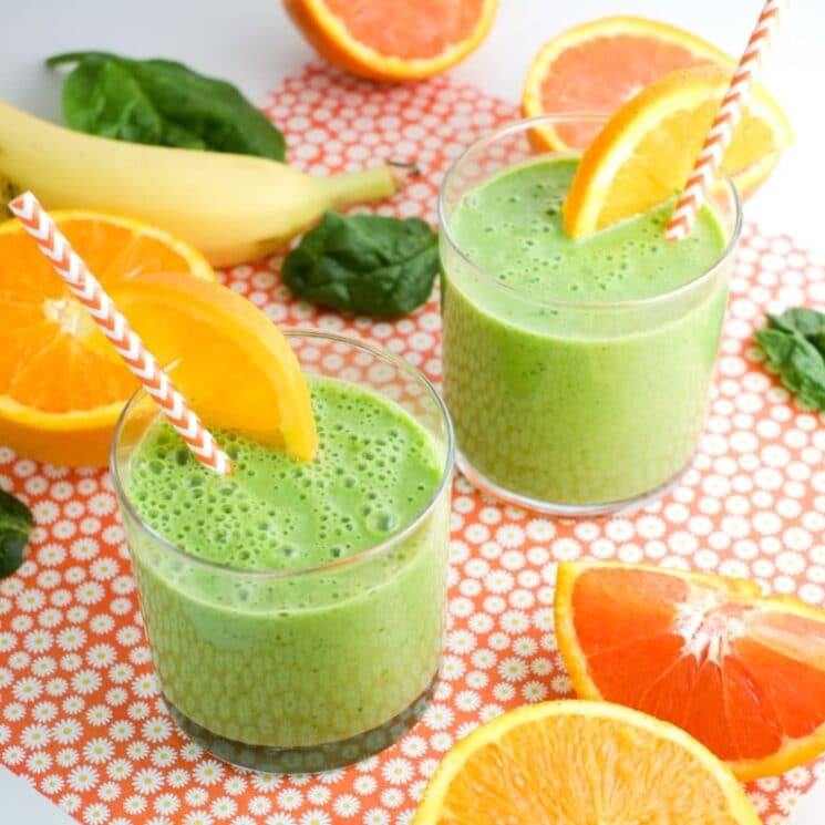 green smoothie with oranges