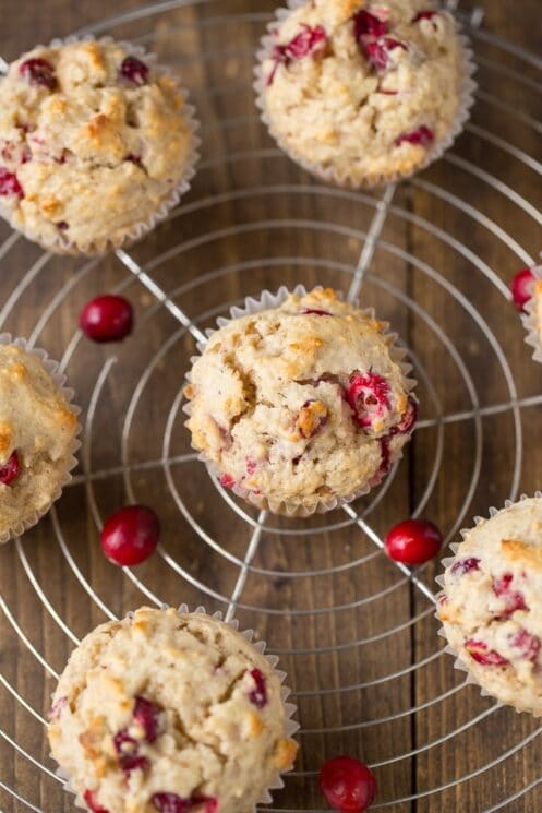 Christmas Muffins with eggnog. cranberries and walnuts