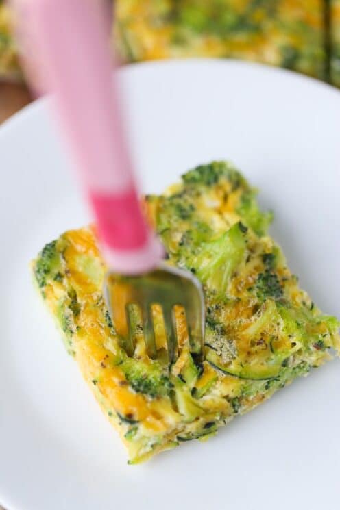 Veggie Egg Bars with a fork 