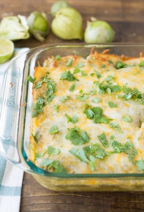 Green Chili Chicken Enchiladas with homemade sauce