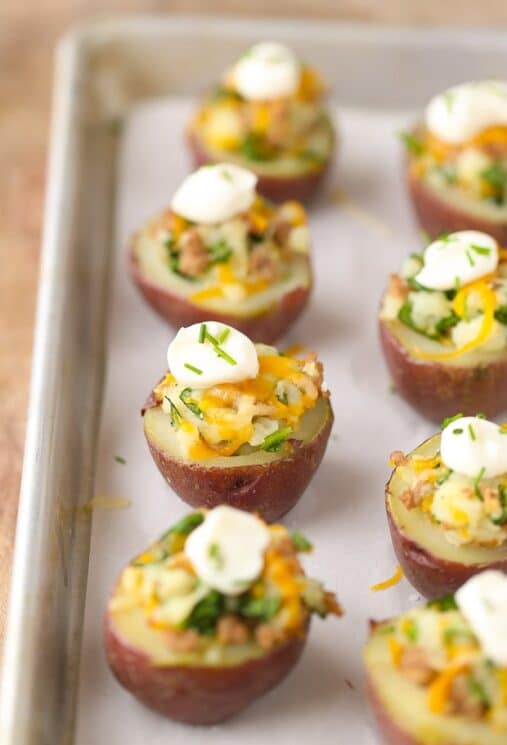 Healthy Irish Potato Bites potatoes with sour cream and cheese