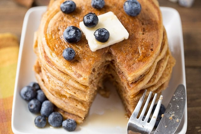 Greek Yogurt Pumpkin Protein Pancakes