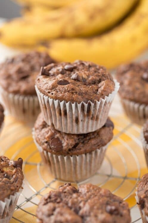 Chunky Monkey Muffins with dark chocolate chips