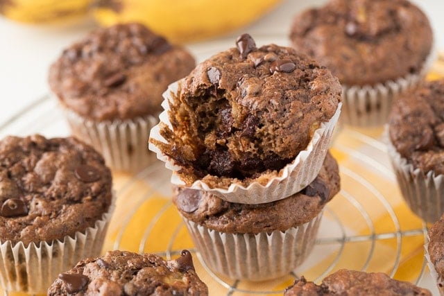 Healthy Chunky Monkey Muffins, half eaten