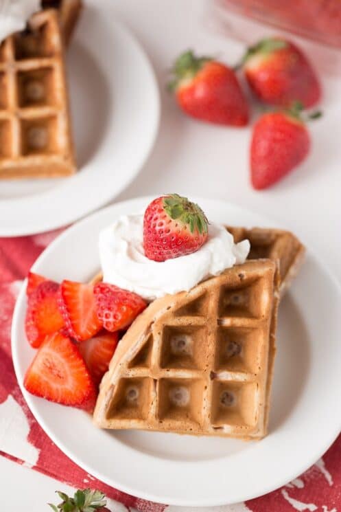 Strawberry Waffles the kids will LOVE! Healthy Strawberry Waffles