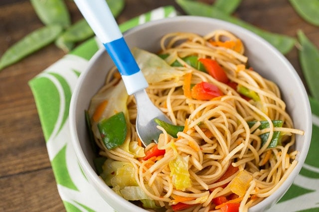 Veggie Stuffed Chow Mein Bowls