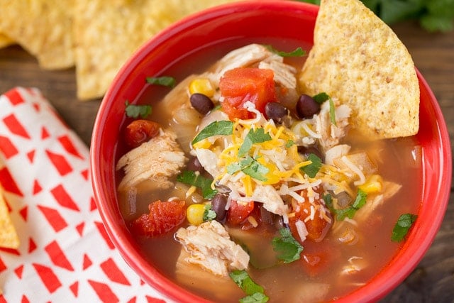 My kids are in love with this Slow Cooker Chicken Tortilla Soup
