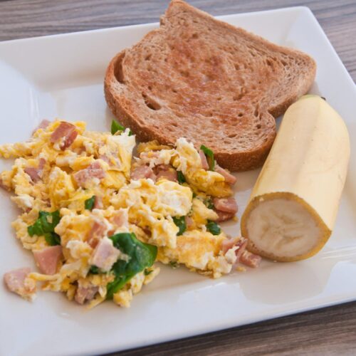 Spinach, Ham & Egg Scramble Super Healthy Kids