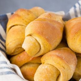 basket full of sweet potato crescent rolls