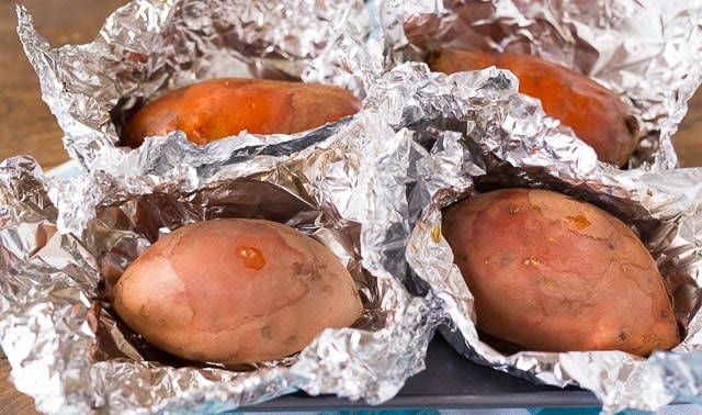 Making Twice Baked Sweet Potatoes