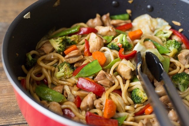 Making Veggie-Packed Chicken Teriyaki Noodle Bowls