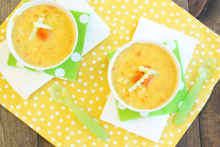 Hidden Veggie Mac and Cheese Soup Recipe. This soup has kids favorite ingredients, just like macaroni and cheese!