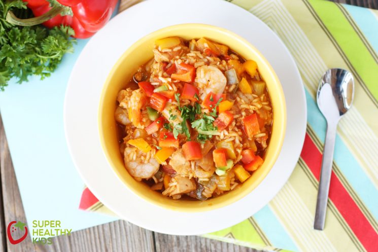 One-Pot Jambalaya Recipe for Kids. One reason we love Jambalaya- THE VEGGIES!! 