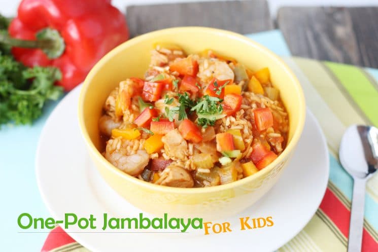 One-Pot Jambalaya Recipe for Kids. One reason we love Jambalaya- THE VEGGIES!!