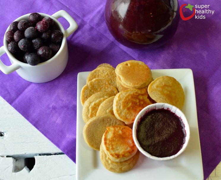 Simple Organic Blueberry Syrup. Toddlers can dip their mini pancakes in this homemade, organic, all-natural blueberry syrup!
