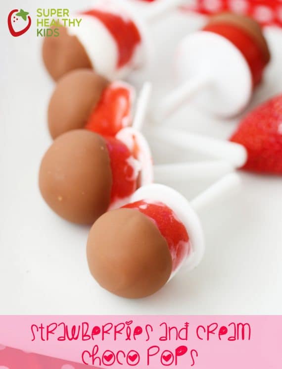 Strawberries and Cream Choco Pops. Only 3 ingredients to make this delicious and festive Valentine's Day treat!