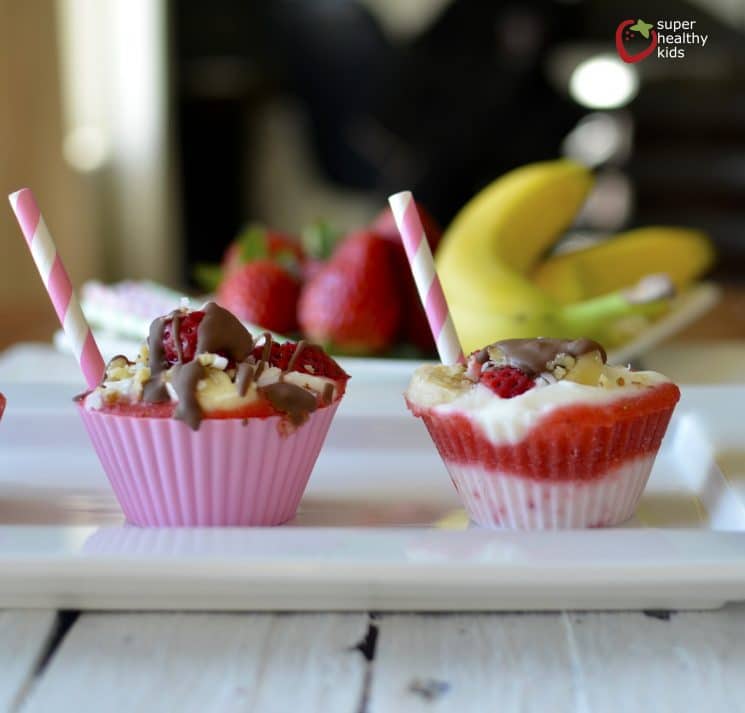 Healthy Banana Split Freezer Bites. These mini healthy banana split bites make a delicious frozen treat for kids.