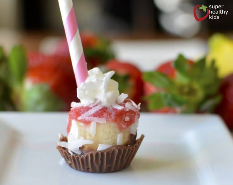 Healthy Banana Split Freezer Bites. These mini healthy banana split bites make a delicious frozen treat for kids.