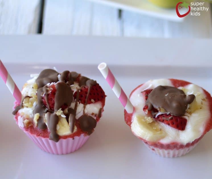 Healthy Banana Split Freezer Bites. These mini healthy banana split bites make a delicious frozen treat for kids.